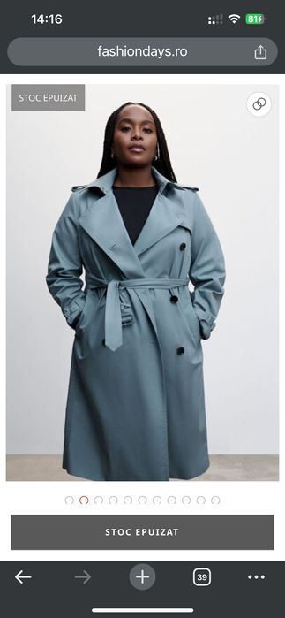 Trenci Mango albastru nou cu eticheta