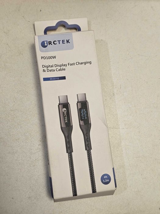 Cablu USB C la USB C IRCTEK PD100W Afisaj Digital Wattmetru Fast Charge 1.2m