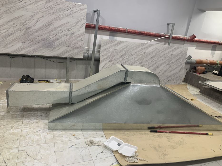 Дымоход 22-30 метр примерно , 9 этажга етади . Ечиб бериш мани хисобим