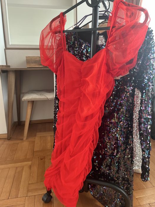 Рокли пайети , червено , бордо