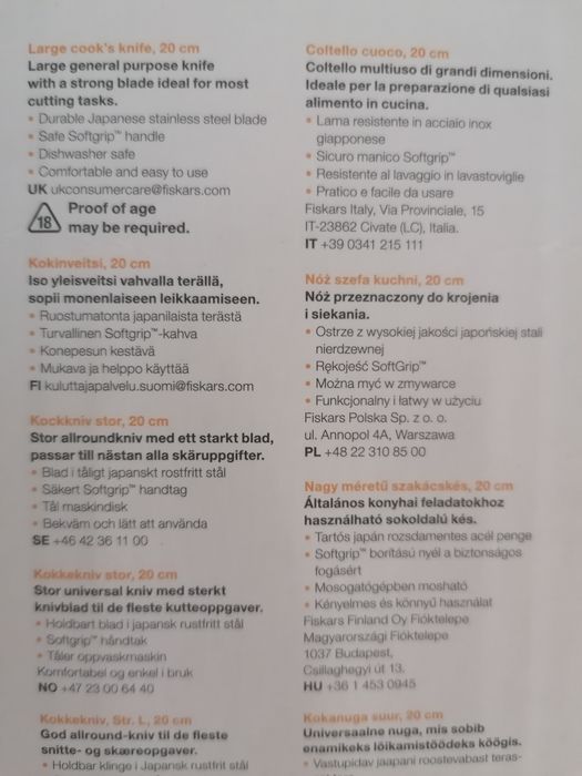 Cuțite originale Fiskars otel inoxidabil