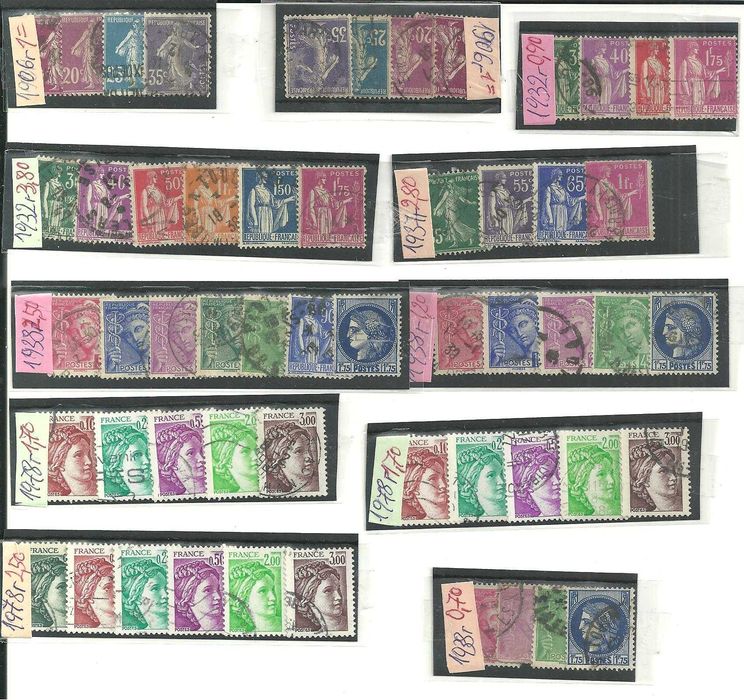 ФРАНЦИЯ - не пълни серии , късове , има редки ,м/у 1886 - 1995 г.