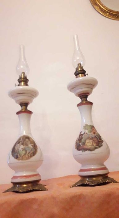 Lampa petrol din sticla pictura stil baroc