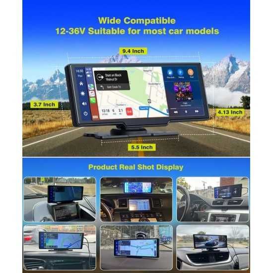 C90 10" безжичен CarPlay/Android Auto екран – GPS навигация, Bluetooth