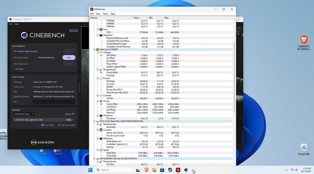 Kit Intel(R) i5-10400F CPU @ 2.90GHz-4.30Ghz 6 Core-12 threads.  ASUS PRIME B460M-K. Memorie Corsair Vengeance LPX 16GB (2x8GB)DDR4 2666MHz