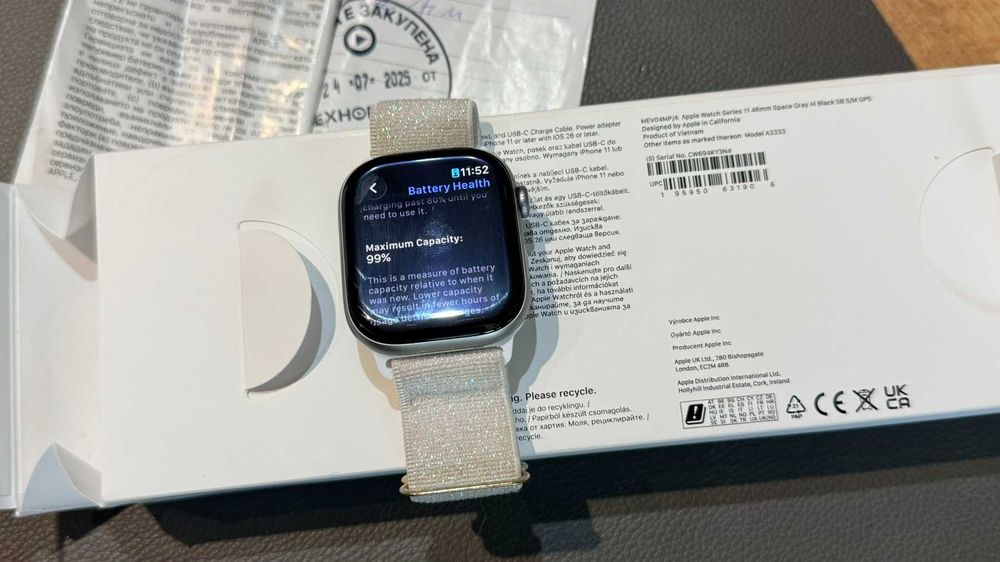 Apple Watch 11 GPS 46mm Space Gray AI Black в гаранция! 99% батерия