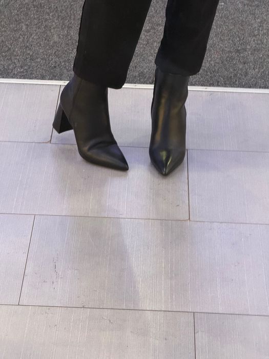 Botine cu toc gros Anna cori din piele naturală