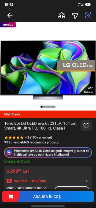 Vand LG OLED evo 65C31LA pentru piese