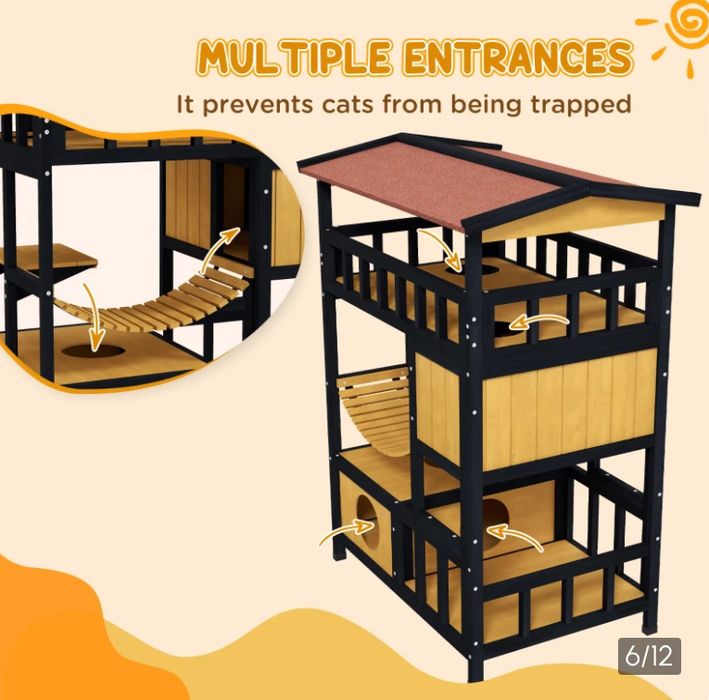 Външна катерушка / къщичка за котки PawHut