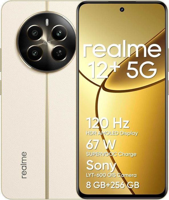 Telefon Mobil Realme 12+, 5G AMOLED 6.67", 8GB RAM, 256GB  Bej