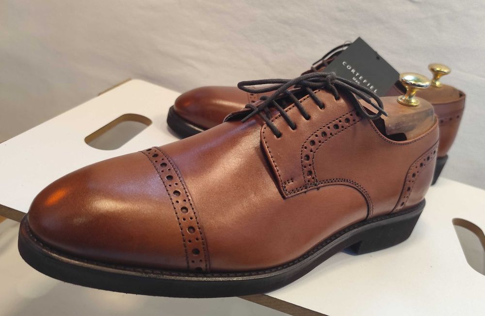 Pantofi derby 42 42.5 piele naturala Cortefiel NOI piele naturala