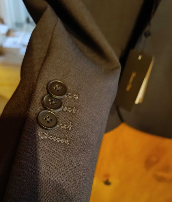 Sacou blazer 42 XL slim Massimo Dutti NOU lana Finest Italian gri