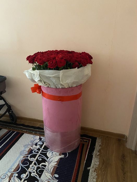 101 роза в корзине 1метр
