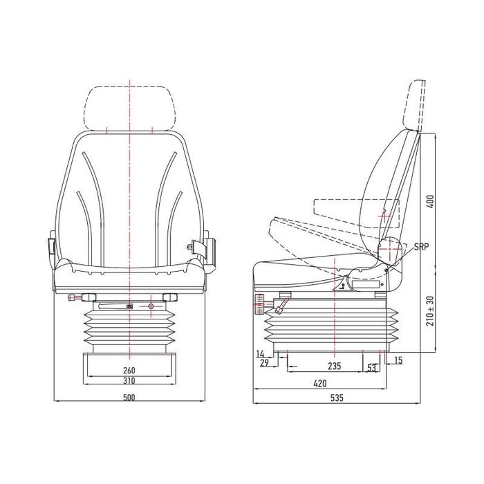 Scaun tractor cu suspensie pe aer compresor inclus