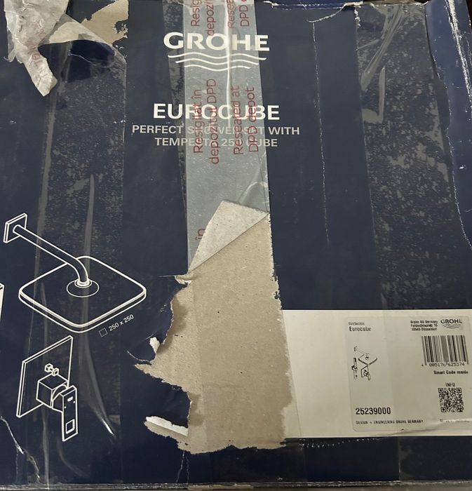 Set sistem de dus Grohe Eurocube, încastrat, 250mm, 1 functie, crom