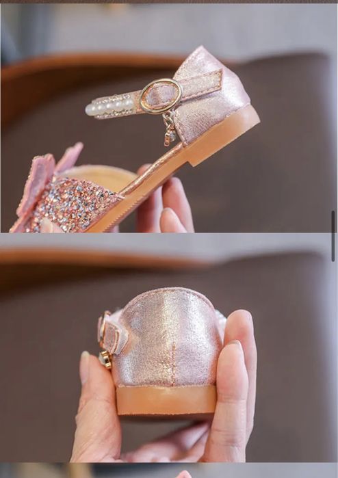 Pantofiori de  printesa Fluturas cu sclipici si perle