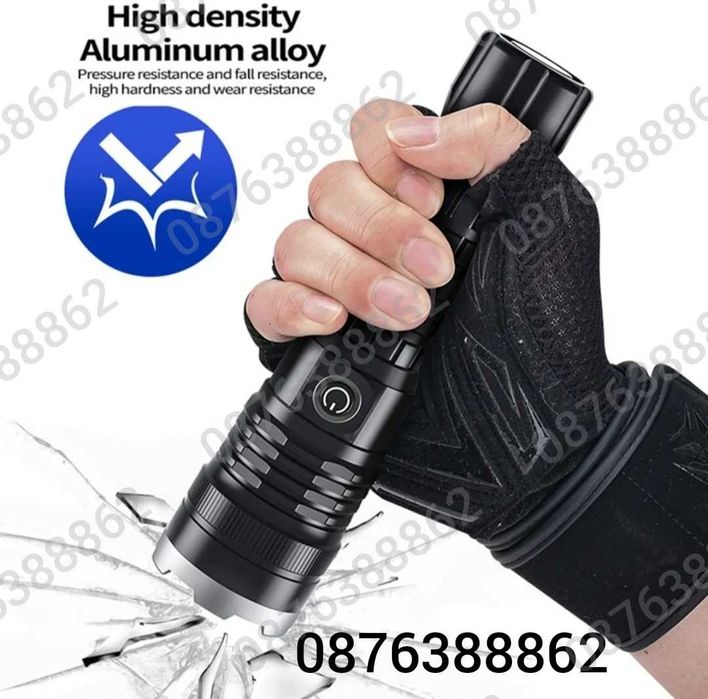 ПРОМО! Мощен лед фенер 900000 лумен POLICE, USB, акумулаторен, зуум