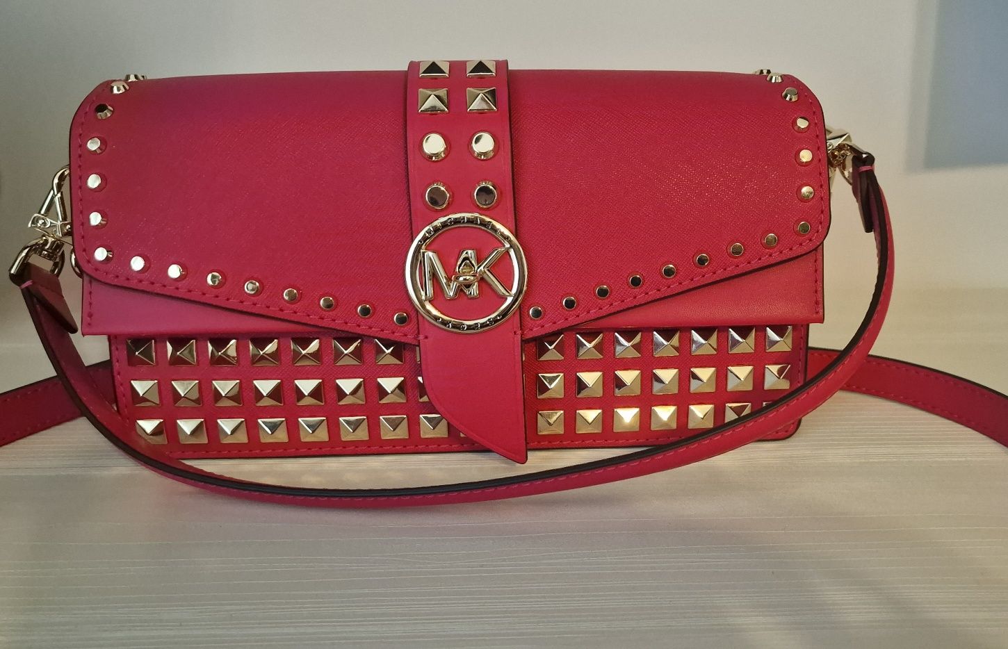 Michael Kors Ladies Medium Greenwich Shoulder Bag - Rubin Red 30S2LGRL8L-678