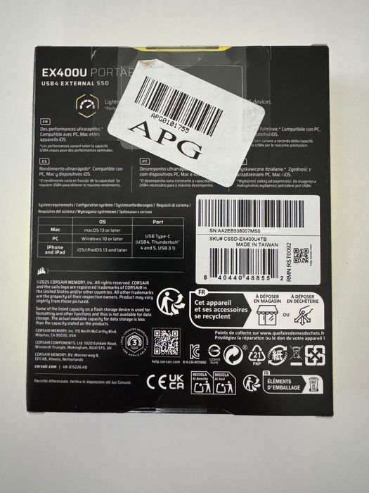 SSD Extern Corsair EX400U 4TB SIGILAT