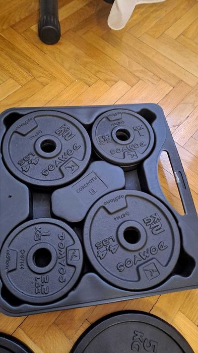 Kit de gantere cu greutate reglabila + 4 discuri 5kg fiecare