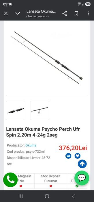 Lanseta spinning okuma psyho perch 4-24 gr