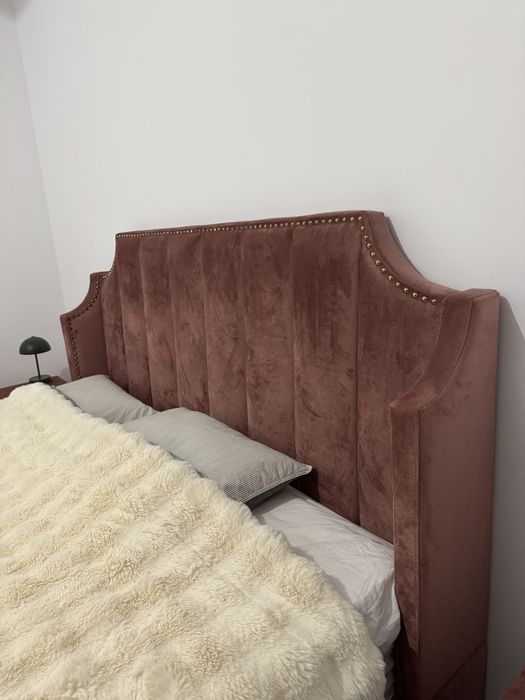 Pat matrimonial luxury 160x200 + saltea ortopedică + 2 noptiere