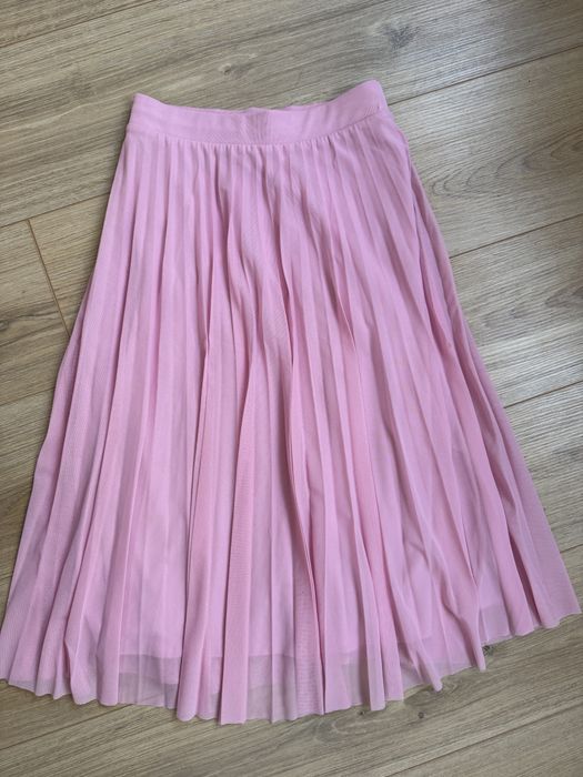 Розова дълга пола плисе