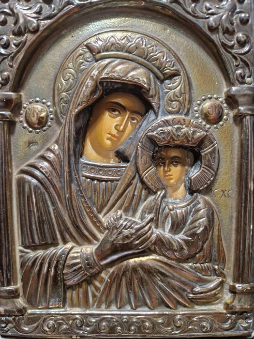 Уникална сребърна антикварна икона със сертификат