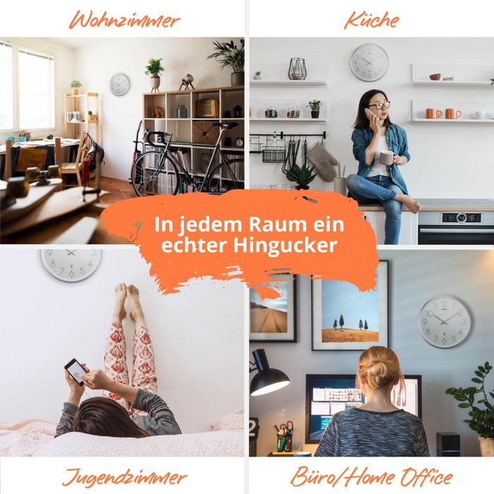 Ceas de perete radiocomandat Mebus TinyTime fără ticăitur