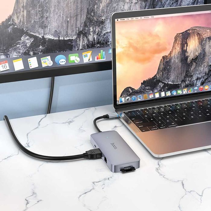 ДОСТАВКА! Hoco HB32 - Мультифункционал Type-C адаптер HUB 8in1