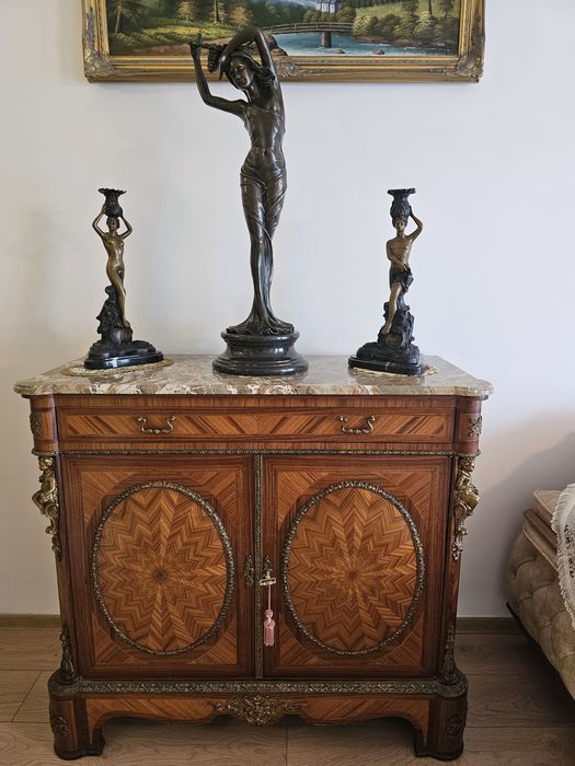 Comoda Art Noveau , blat marmura , bronz masiv