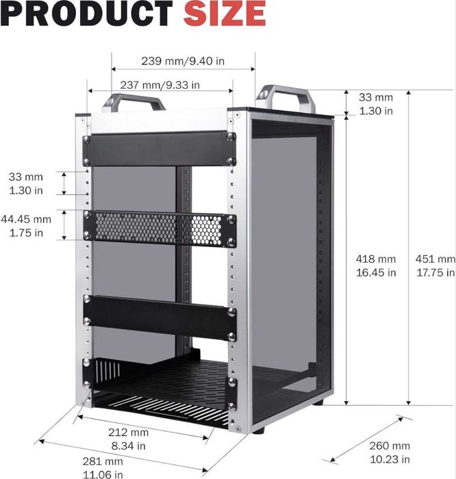 GeeekPi 8U Server Rack Cabinet DeskPi RackMate T1 Plus,Rack rețea 10 inch pentru servere, rețea, echipamente AV, 10.23 inch 260 mm Adâncime (Argintiu)
