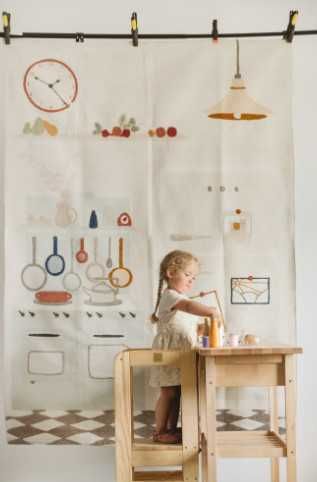 Scaun bebe  de bucatarie din lemn copii , MeowBaby