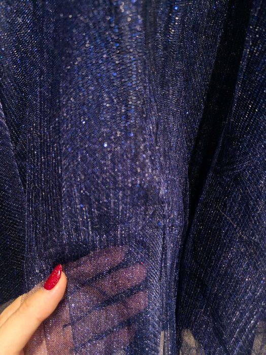 Fusta Meli Melo din tull bleumarin cu sclipici delicat