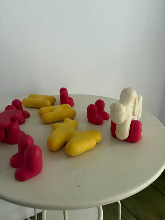 Set jucării DDR rare din plastic moale, tip puzzle, anii 70–80