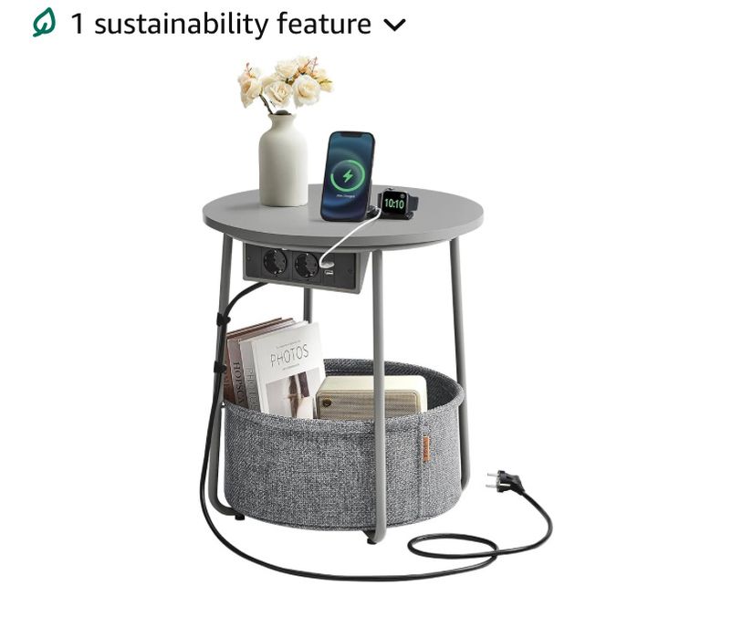 Модерна кръгла маса с контакт и място за съхранение