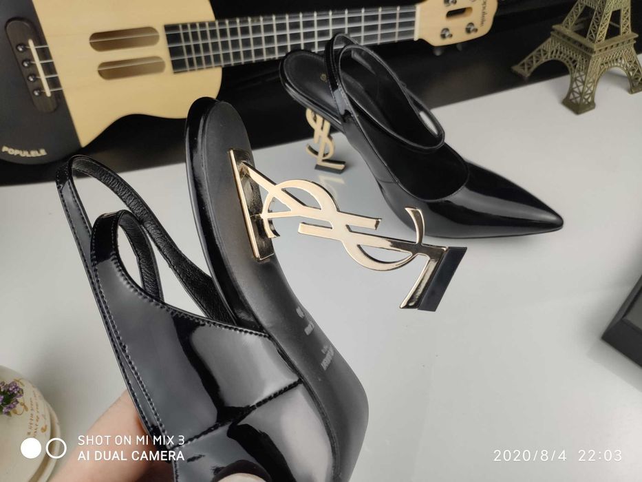 YSL Femei Negru tocuri înalte, sandali