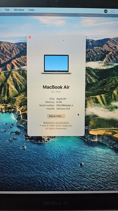 Macbook Air M1 13" 8GB RAM, 256 GB