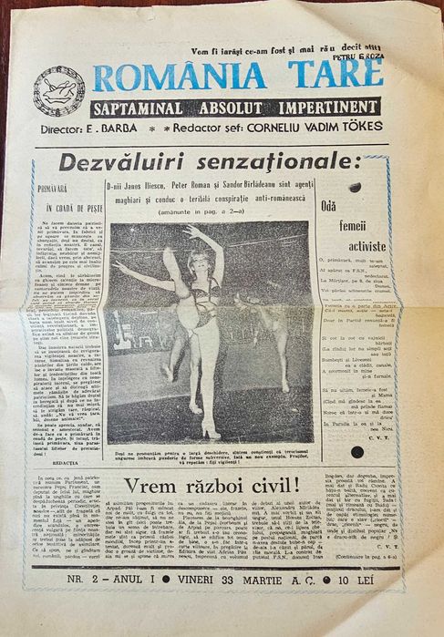2 numere din ziarul "Romania Tare" si  "Radio Televiziunea Romana Libera" (primul numar)