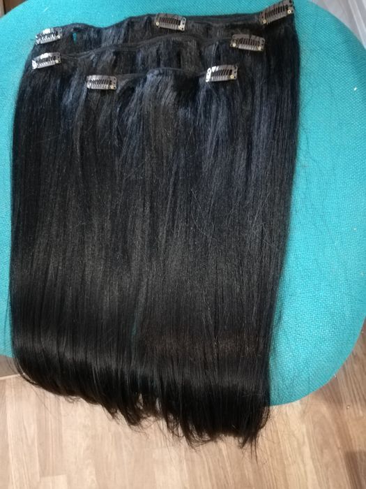 Естествена коса.Черна. Ползвана 2 пъти