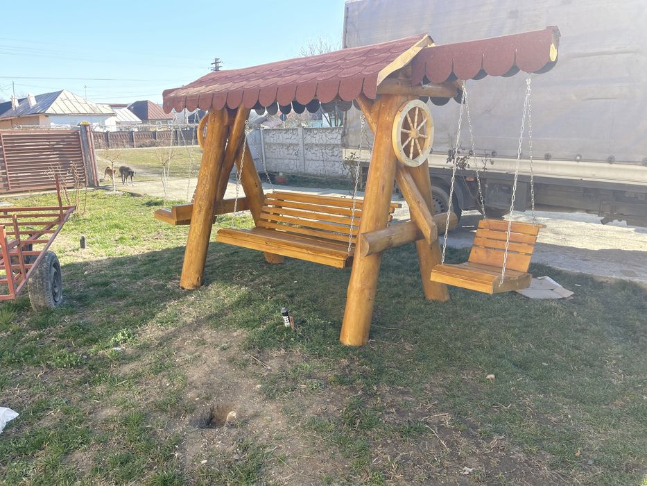 Balansoar cu legane pentru copil / leagan rustic lem.