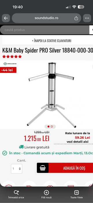 Stativ claviatură K&M Baby Spider PRO Silver – 600 le
