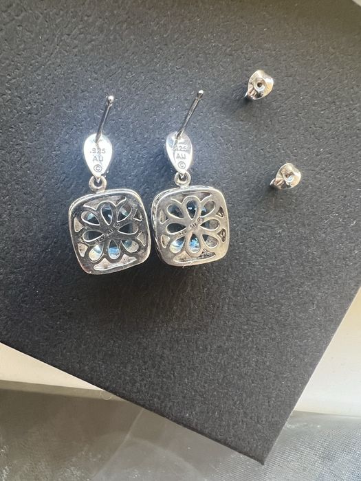 Cercei argint cu topaz albastru