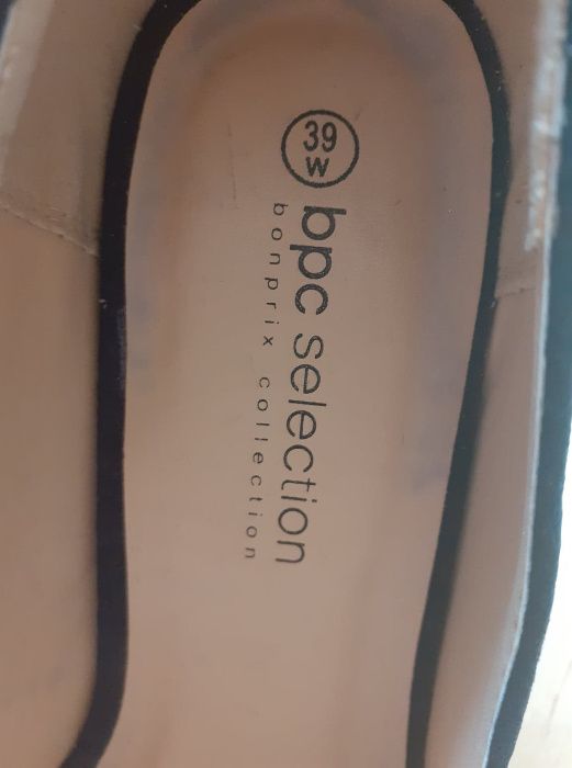 Pantof Bonprix bleumarin cu toc, de piele întoarsă, mărime 39