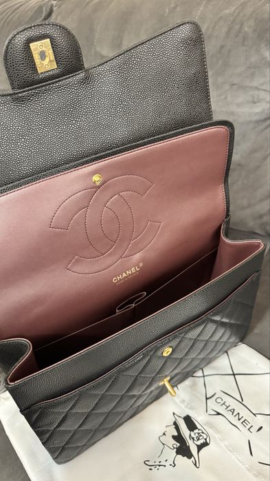 Poseta Chanel Large classic Caviar - full box/piele naturala/33 cm