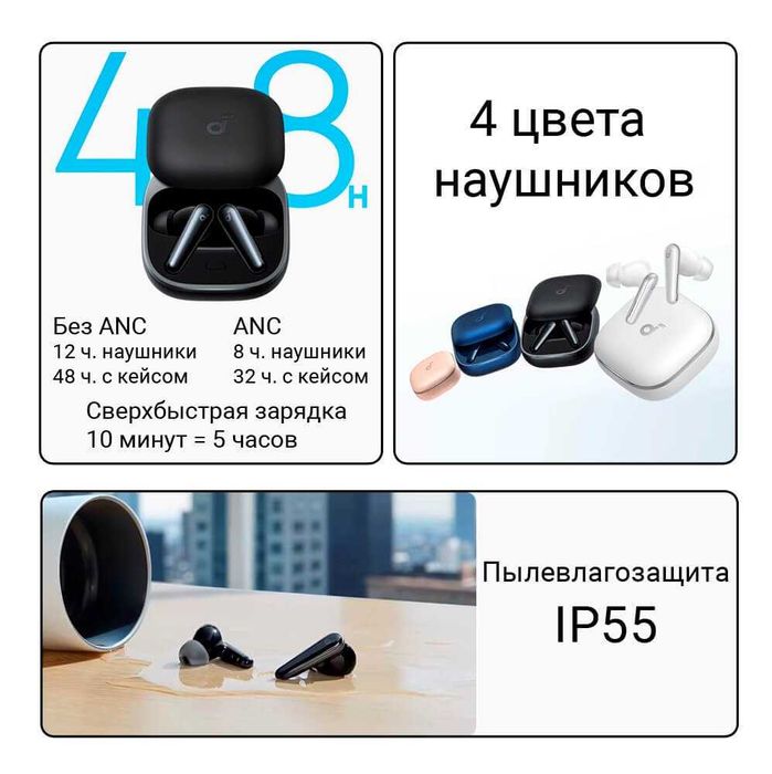 Soundcore Liberty 5 — TWS-наушники с ANC и защитой IP55. Есть доставка