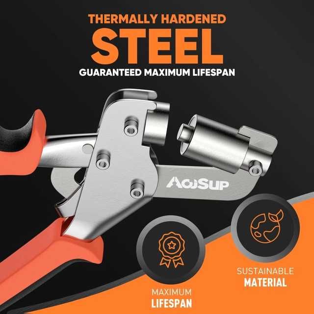 clește profesional pentru capse prelata Ø 10 mm ,200 de capse din inox