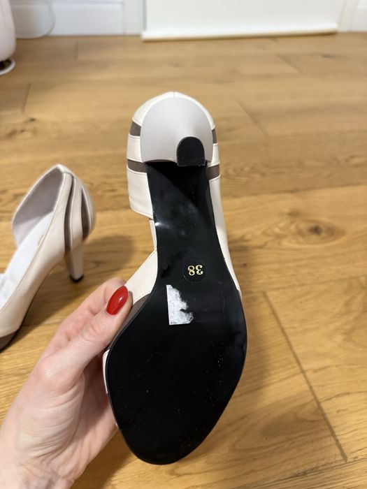 Pantof deschis, piele, bej, 38