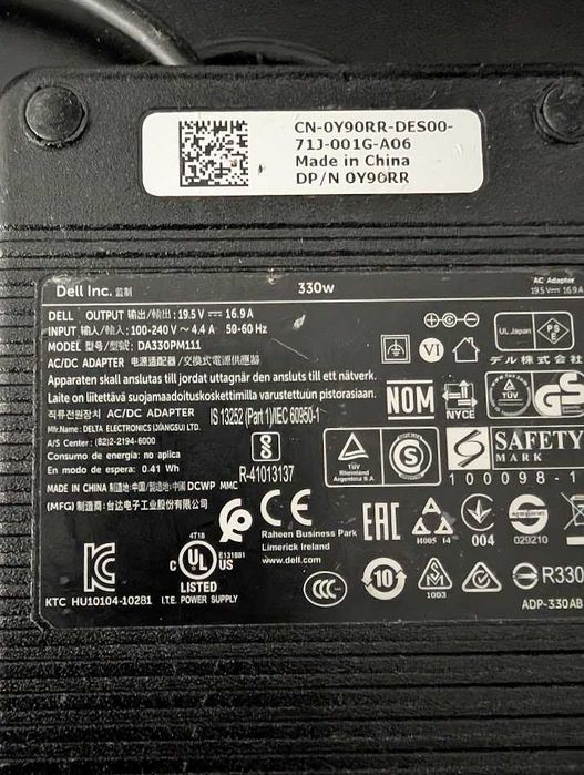 Încărcător / Alimentator Original Dell 330W (19.5V 16.9A) pt Alienware / Precision