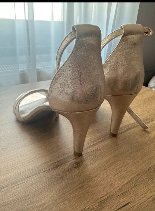 Sandale piele bej auriu